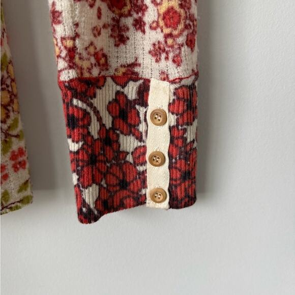 Anthropologie Sleeping On Snow | Y2K Whimsical Floral Wool Henley Size Medium - Picture 8 of 8